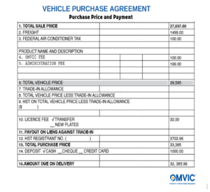 Sample vehicle purchase agreement